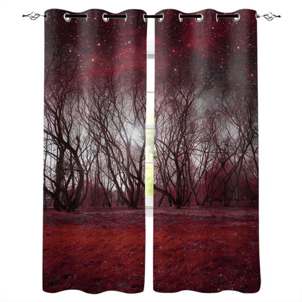 

curtain & drapes red trees starry sky forest kids blackout curtains for baby girls bedroom children living room decoration