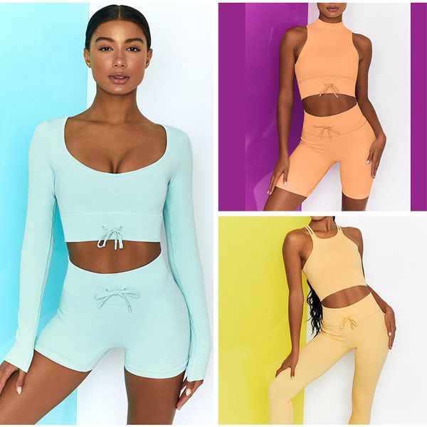 

yoga outfit women's tracksuit seamless 2pcs set gym sportswear high waist leggings sport bra long sleeve workout fitness clothing
