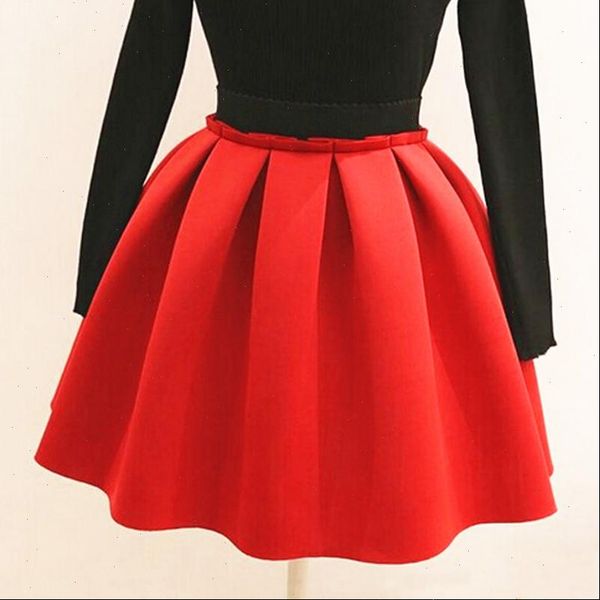 

2021 new midi skirts womens space cotton high waist pleated skirt girl ball gown underskirt ladies mini short skirts saia faldas, Black
