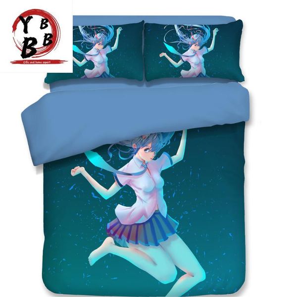

bedding sets 3d anime cartoon quilt cover with pillowcases single double duvet beautiful twin  king girls bedclothes