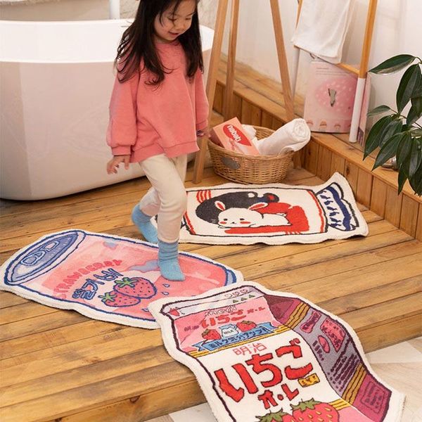 

carpets cartoon and drinks shaped flocking toffee cat floor mats living room sofa children's rug non-slip carpet