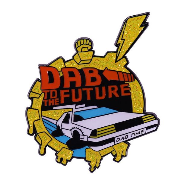 

pins, brooches dab to the future enamel pin back time machine brooch badge, Gray