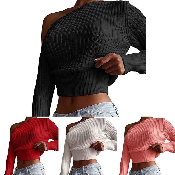 

women's sweaters off shoulder women' sweater jumper spring long sleeve knitted crop fashion solid lady pullover streetwear, White;black