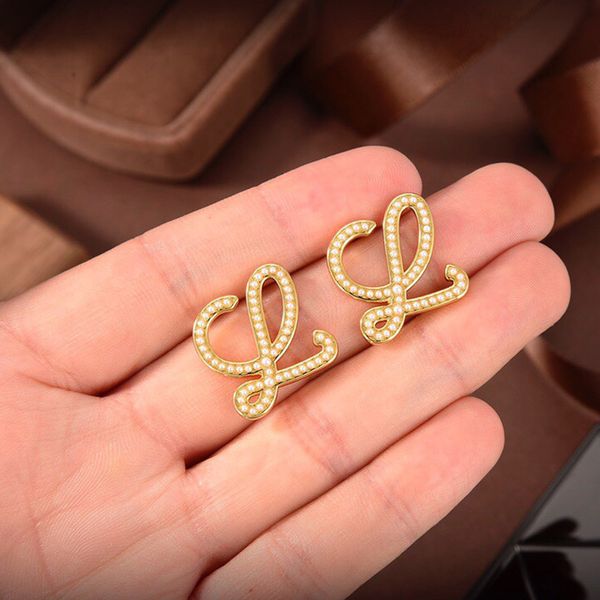 

luojia geometric abstract pearl earrings, Golden