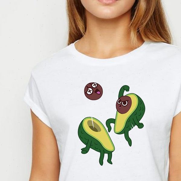 

new t shirt female avocado tshirt harajuku spring summer tee shirt streetwear funny cartoon vestidos round neck t shirts, White