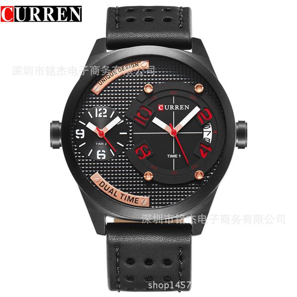 

curren / carrion 8252 fashion sports men's leisure outdoor military calendar watch, Slivery;brown