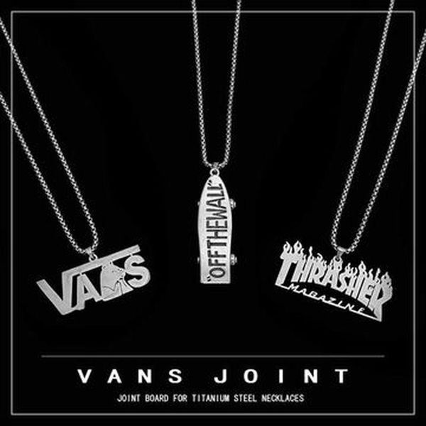 

pendant necklaces skateboard necklace men's stainless steel titanium european and american street hip hop hiphop jewelry, Silver