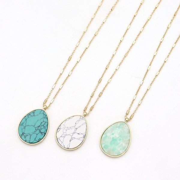 

beautiful design women natural white turquoise green stone pendant necklace, Silver