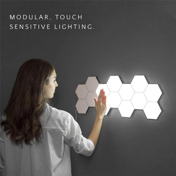 

wall lamp modern hexagonal induction combination lamps bedroom bedside living room touch lights led study deco lighting