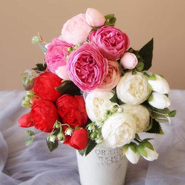 

decorative flowers & wreaths 28cm peony artificial silk fake wedding bridal bouquet plants christmas decor valentine's