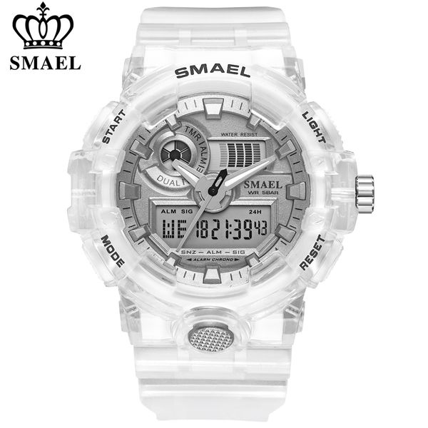 

smael sport watch men waterproof brand digital watches quality plastic watch band dual display wristwatch relogio masculinog, Slivery;brown