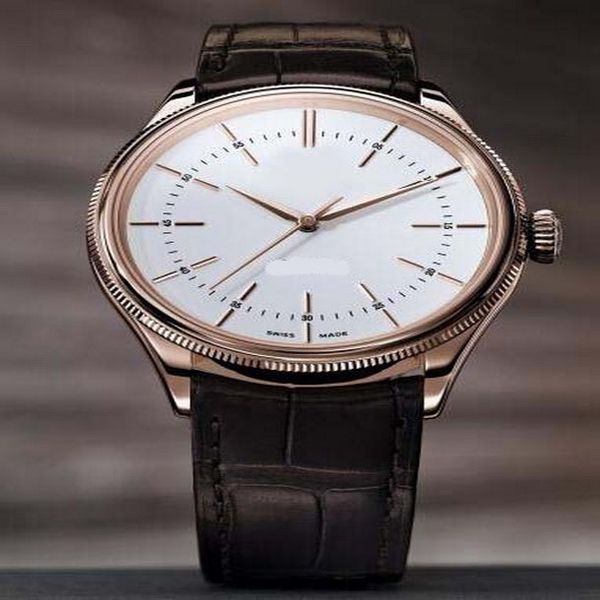 Роскошные наручные часы Cellini Time 50505 Auto 39 -мм розовый золото белый циферблат мужские ремешки часы Tang Mens Mechatic Mechanical Watches Montre de Luxe