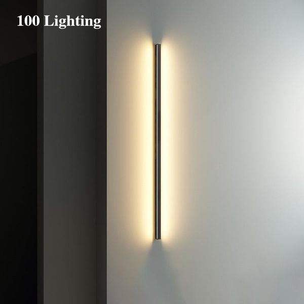 

wall lamp straight aluminum led bedside lights black metal with plug stairs living room light fixtures surface mount loft deco