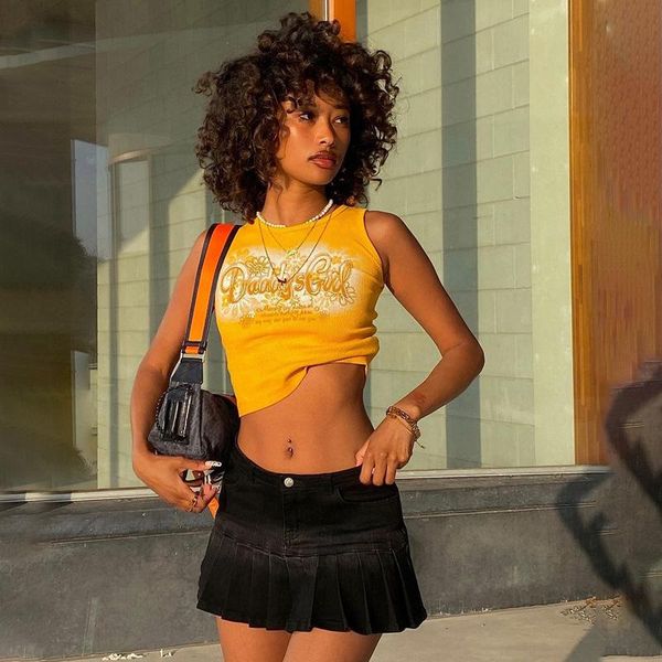 

women's tanks & camis scenery printed tank y2k vintage crop sleeveless o neck slim corset women summer harajuku cute sweats 90s yel, White