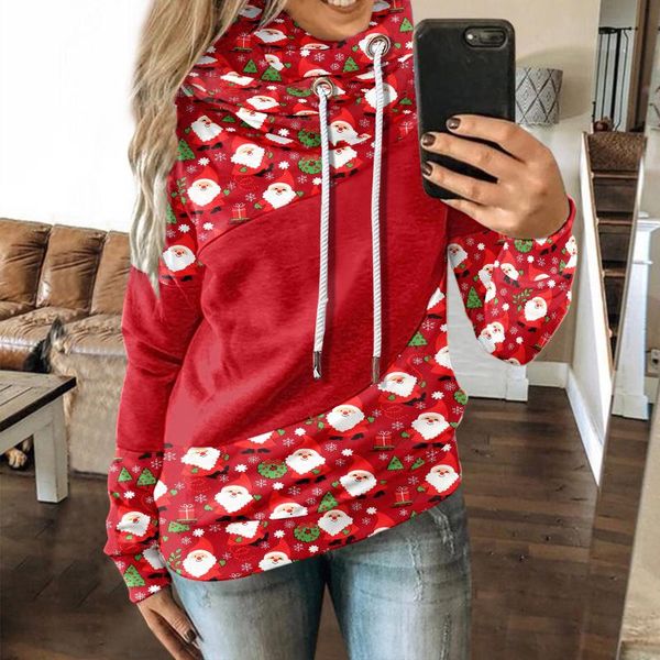 

women's hoodies & sweatshirts women overzise fashion hooded sweatshirt sports casual christmas printed long sleeve sudaderas, Black