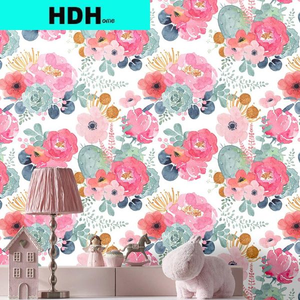 

wallpapers floral wallpaper peel and stick watercolor cactus white/pink/green/navy blue waterproof self adhesive prepasted decorative