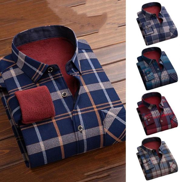 

men's casual shirts thermal stylish all match formal shirt fit autumn plaid for meeting, White;black