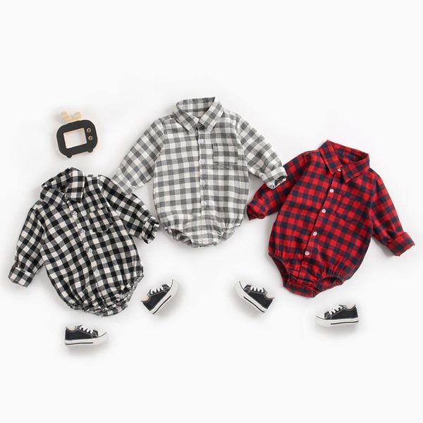 

jumpsuits 2021 spring autumn born baby boys plaid long sleeve clothes rompers toddler triangle 0-3yrs, Blue