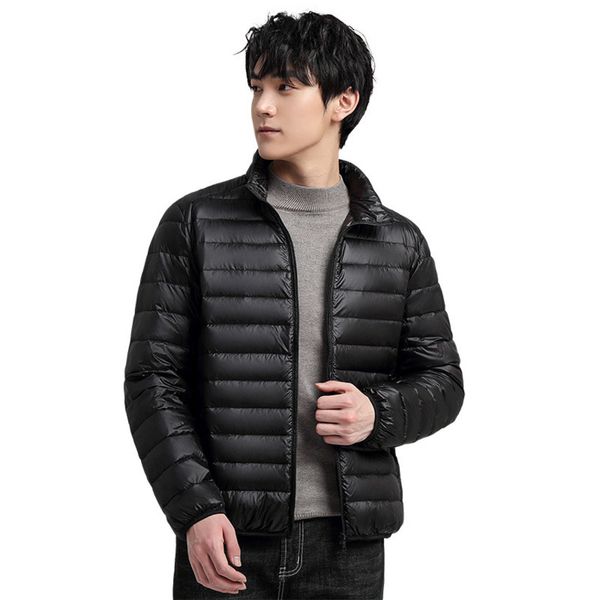 

Men's light men's autumn and winter new large stand collar et short fashion warm couple 50 duck down, Black