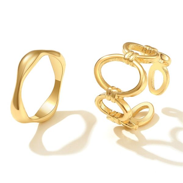 

metal hollow knuckle wide ring set for women's hip hop rock geometric gothic ring jewelry gift, Silver