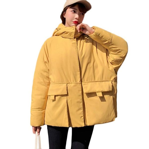 

women's trench coats women warm down cotton jacket winter korean students fluffy bread clothes jackets casual hooded parkas f743, Tan;black