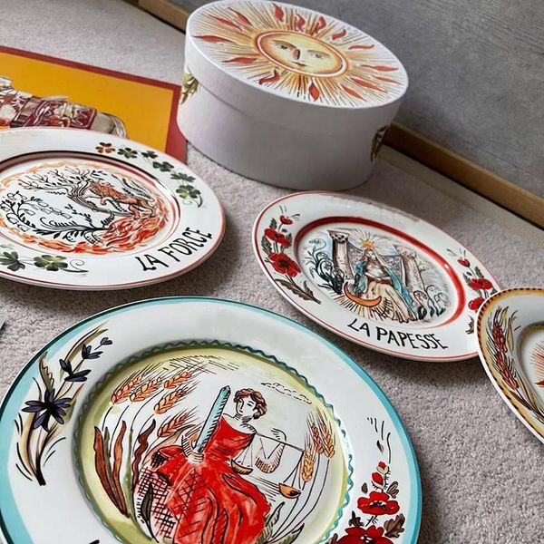

dishes & plates vintage dessert ceramic pastoral style western steak salad cake sushi home decoration hanging plate