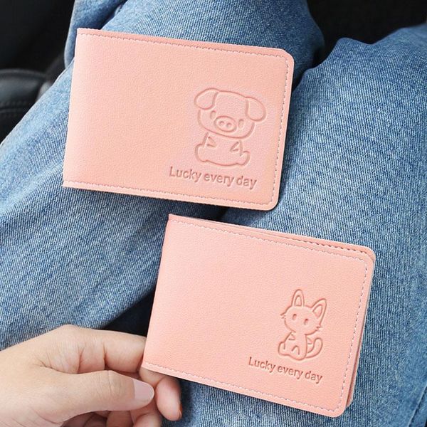 

card holders super cute pink leather cover ultra-thin driver license holder for car driving documents business id pass certificate folder, Brown;gray