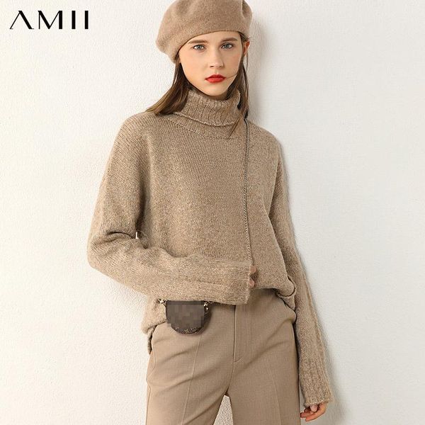 

women's sweaters amii minimalism autumn winter causal turtleneck sweater solid thick loose for women female 12040490, White;black