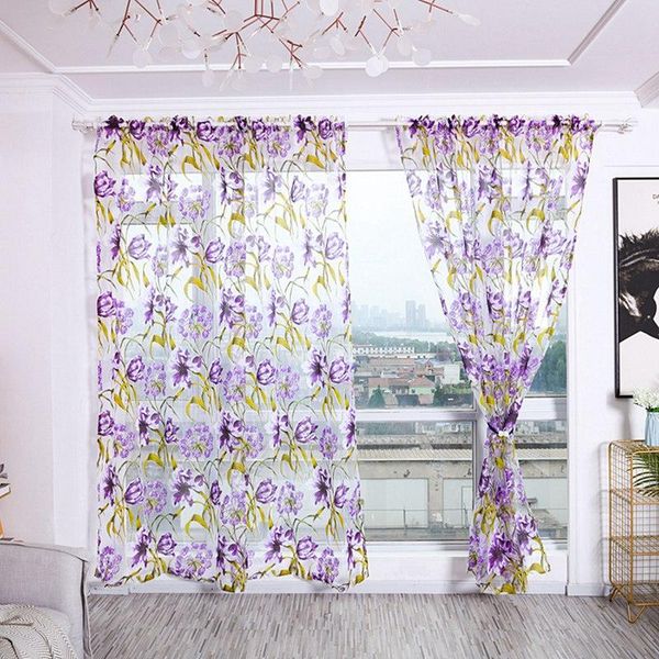 

curtain & drapes white stripes floral printed sheer thin curtains rod pocket window valance for bedroom gordijnen tulle