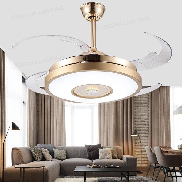

ceiling fans invisible fan light bedroom dining room living golden with bluetooth audio chandelier