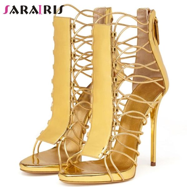 

dress shoes sarairis party gladiator sandals women thin high heels summer ladies 2021 brand designer, Black