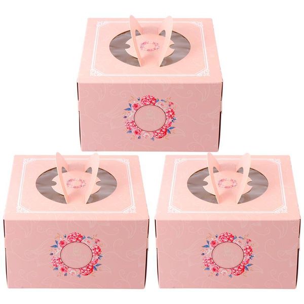 

3pcs portable cake boxes cardboard packing boxes package pastry
