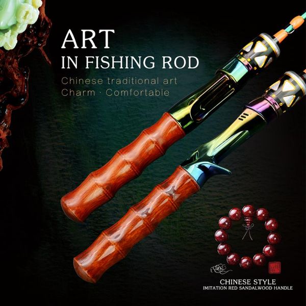 

1.68m lure fishing rod spinning casting fishing rod 2 sections carbon c.w.3-7g slow pole solid tips wooden handle