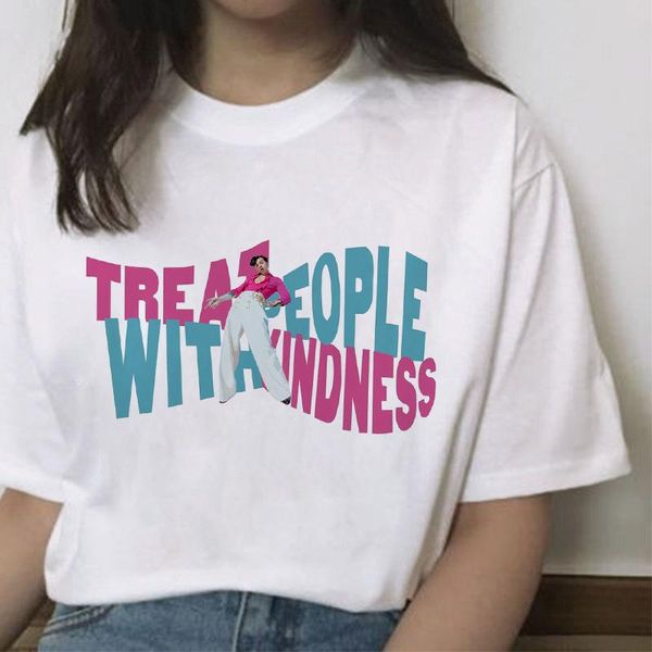 

women's t-shirt styles t shirt women treat people with kidness graphic womans harajuku aesthetic fashion tees female, White