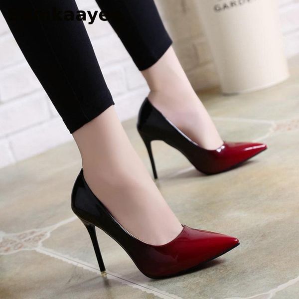 

dress shoes size 34-42 women pumps spring autumn female platform high heels ladies pointed toe thin heeled gradient ramp zapatos y53, Black