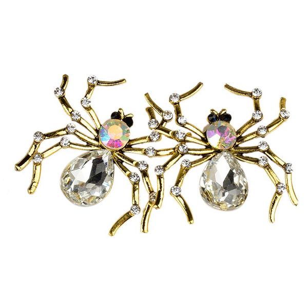 

stud women earrings halloween spider vintage alloy rhinestone, Golden;silver