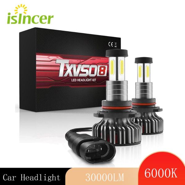 

car headlights 2 pcs h7 h11 led headlight bulbs 30000lm 120w x4 cob kit high/low beam 9005 9006 9012 12v 6000k headlamp