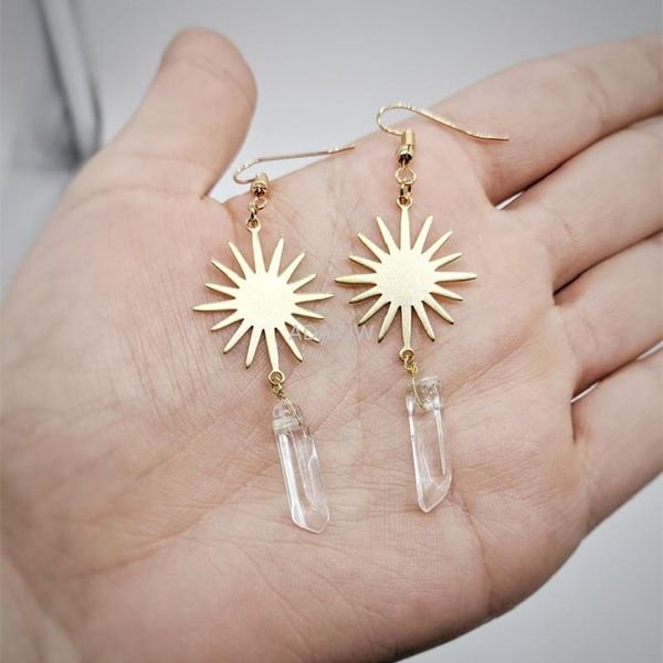 

dangle & chandelier witchy sun clear crystal angel earrings sunburst celestial festival boho hippie magical jewelry women gift fashion trend, Silver