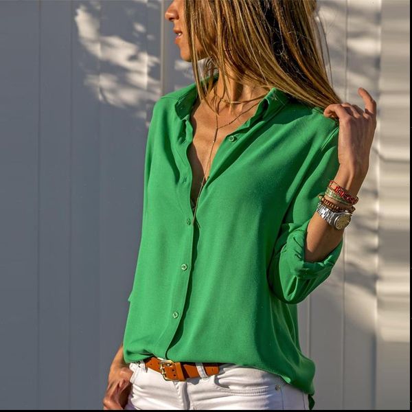 

ladies white long sleeve chiffon shirt black long women new turn down collar shirt blouse button office workwear shirts