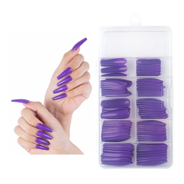 

vmae 2021 selling long ballerina armor 100 pcs fake piece false acrylic nail tips extension finger tools manicure nail art, Red;gold