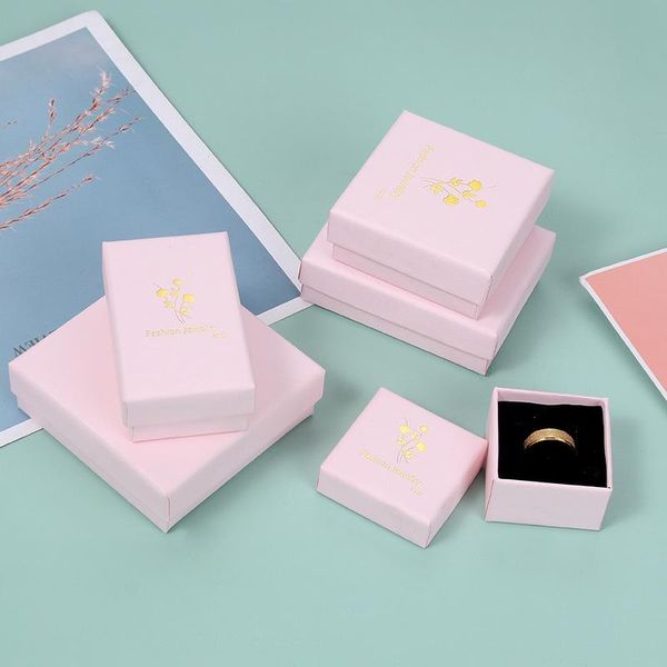 

gift wrap 12pcs custom logo paper jewelry packaging box pink case necklace ring earrings bracelet storage for valentine's day