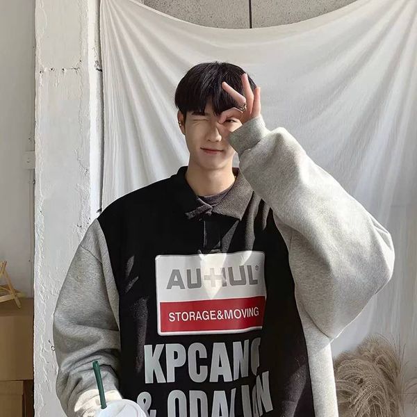 

2021 new alta rua dos homens hip hop outono moda masculina moletom solto japo retalhos hoodies streetwear masculino 8fbk, Black