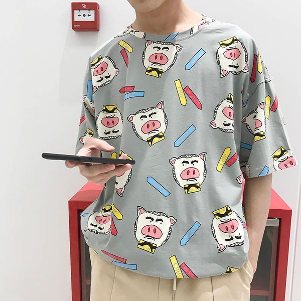

2021 new pig print tshirts harajuku streetwear tees hip hop summer short sleeve casual japan funny t shirts q1d7, White;black