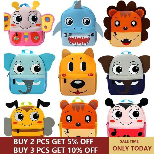 

3d cartoon children backpacks girl school bags boys baby cut toddler kids bag neoprene backpack kindergarten brand design