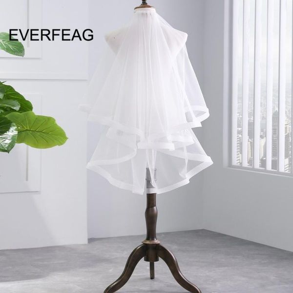 

bridal veils elbow two layers 2021 short white/ivory wedding veil with metal comb veu de noiva, Black