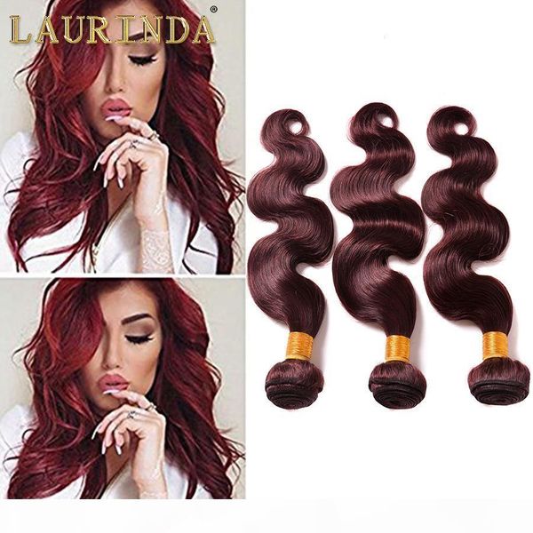 

brazilian virgin ombre burgundy body wave extension remy human hair 99j red human hair wefts weave 3 bundles mixed length, Black;brown