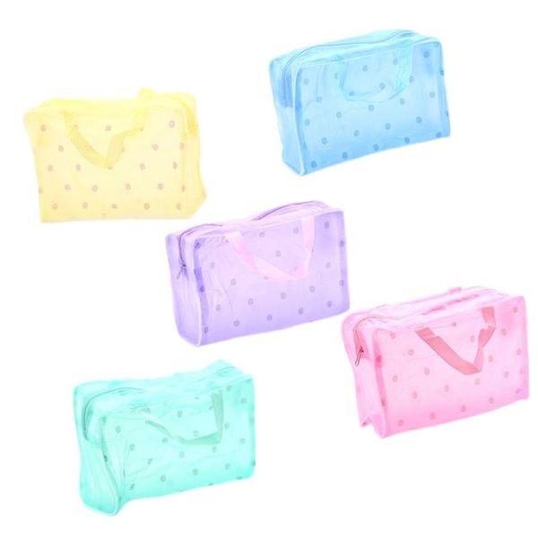 

storage bags 1pc waterproof transparent cosmetic bag women floral pvc travel toiletry bathing make up organizer 5 colors