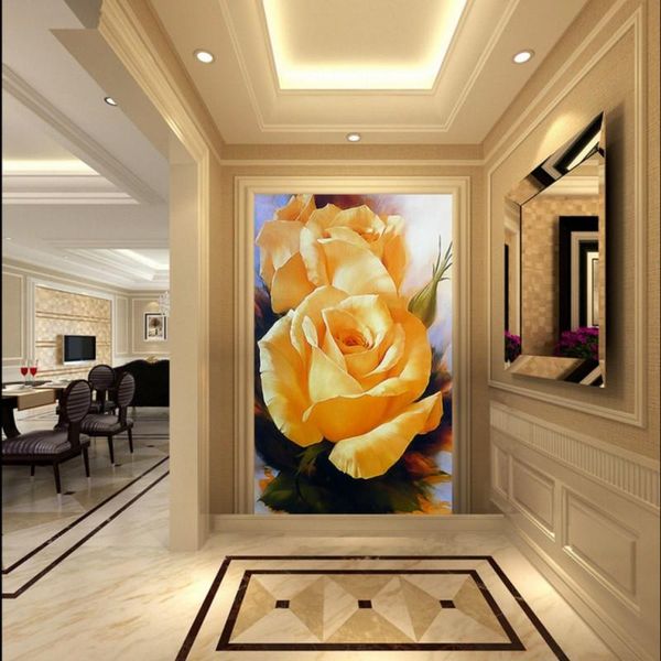 

wallpapers dropship custom 3d po wallpaper beautiful oil painting yellow flowers el lobby decoration backdrop mural
