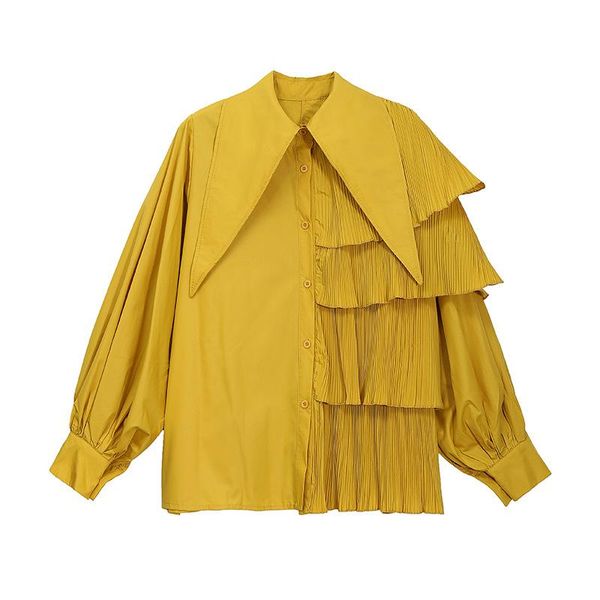 

women's blouses & shirts superaen french 2021 autumn retro loose turn down collar full solid, White