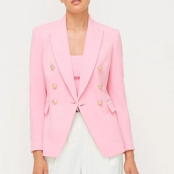 

women's suits & blazers women 2021 fashion pink blazer coat vintage double breasted long sleeve female outerwear chic, White;black